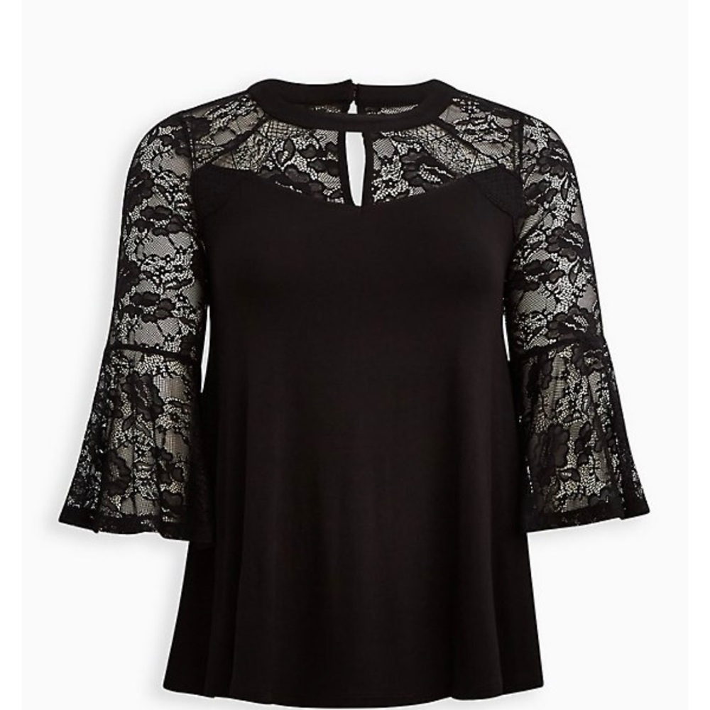 Torrid Flowy Choker Top Super Soft & Lace - Black - Size 1/1X